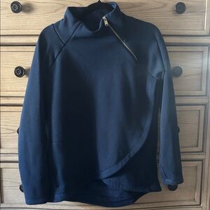 Athleta Navy Blue Karma Asymmetrical Zip Sweatshirt